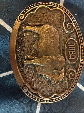 1st Edition Tony Lama Brass Oval Belt Buckle - Solid Brass